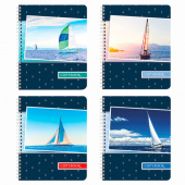 Тетрадь 96л. А5, клетка, гребень, BRAUBERG "Море", ассорти 4 вида, 403067