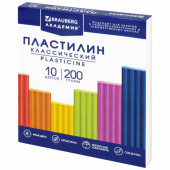 Пластилин 10 цветов BRAUBERG "АКАДЕМИЯ", 200г, со стеком, 106503