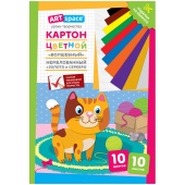 Картон цветной A4 10 цветов, ArtSpace "Волшебный" (золото, серебро), немелованный, папка, 290868