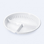 Тарелка d205 3-х секц. белая, 50шт/упак /40/ ФОПОС