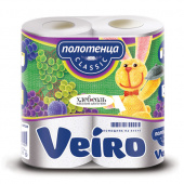 Полотенца рулонные бытовые Linia Veiro Clas., 2-сл., 2шт/уп,  белые /12/ 5п22, 183012