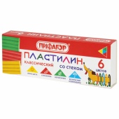 Пластилин 06 цветов ПИФАГОР "Веселая такса", со стеком 106674