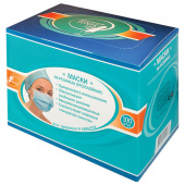 Маска защитная одноразовая 3-х слойная нестерильная "Гекса", 100 шт/упак