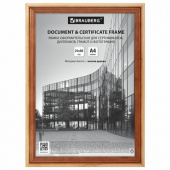 Рамка деревянная 21*30см, BRAUBERG "Business", светлое дерево, акриловый экран, 391291