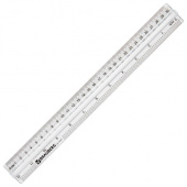 Линейка 30см BRAUBERG, с держателем, прозрачный пластик, 210303