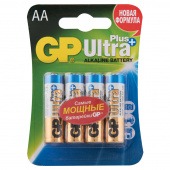 Батарейка AA (LR06) (пальчик.) GP (Джи-Пи), 4шт/блистер, Ultra Plus, Alkaline, 267516