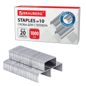 Скобы №10 BRAUBERG, оцинкованные, 1000шт/уп, 220949
