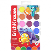 Краски акварельные 24 цвета ERICH KRAUSE "Jolly Friends", круглые кюветы, пенал, 192704