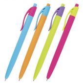 Ручка автоматическая масляная синяя BRAUBERG "Fruity RX", корпус soft touch ассорти, линия письма 0,35мм, 142656