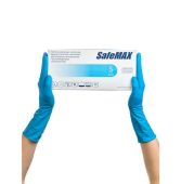 Перчатки латексные синие, XL, неопудренные, 25пар/упак, SafeMAX, B401XL