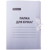 Папка картонная с завязками 300г/м2, OfficeSpace, мелованный, белый, до 200л., 158535