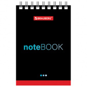 Блокнот А7 40л, клетка, BRAUBERG "Черный стиль", гребень, 129855