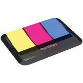 Закладка клеевой край, пластик, 20*45, неон, 20л х 3цв., Berlingo, диспенсер, 155292