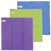 Салфетка микрофибра 30*30см, 3шт/упак (универсальная, стекло, мебель), 200г/м2, инд. упак, 601258