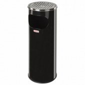 Урна металлическая 18л LAIMA PROF., с пепельницей, черная, 606298