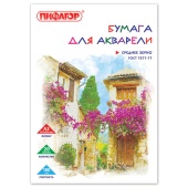 Папка для акварели А3 ПИФАГОР, 20л, 180 г/м2, 297*420мм, большого формата, ГОСТ7277-77, 126964