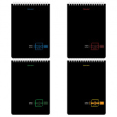 Блокнот А5 80л, клетка, BRAUBERG "Dark", гребень, черный, 114387