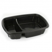 Ланч-бокс СпК-230, 2-секции, 950мл, ДНО, 50шт/упак /6/ ЧЕРНЫЙ пластик