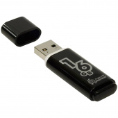 Флеш-диск 16 GB Smart Buy "Glossy", USB 2.0, черный, 230851