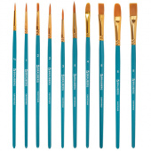 Набор кистей синтетика синие "Brauberg", 10 шт/упак