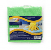 Салфетка микрофибра  RiKi 30*30см, зеленая, инд. упак, 220г/м /100/ 220-013