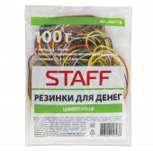 Резинки для денег STAFF цветные, 100г, 60мм, натуральный каучук, 440118