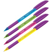Ручка масляная синяя Berlingo "Triangle 110 Color", резиновый грип, ассорти, линия письма 0,5мм, 242245