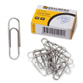 Скрепки BRAUBERG 28мм, 100шт, никелированные, 221523