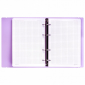 Тетрадь 120л. А5, клетка, кольца, BRAUBERG, обложка пластик, сирень, 404620