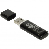 Флеш-диск 32 GB Smart Buy "Glossy", USB 2.0, черный, 230854