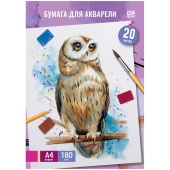 Папка для акварели А4 ArtSpace "Сова", 20л, 180г/м2, 328832