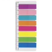 Закладка клеевой край, пластик, 12*45, неон + пастель, 25л х 8цв., на линейке, BRAUBERG, 126700