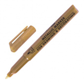 Маркер перманентный 1-3мм, золото, BRAUBERG ART METALLIC, 152438