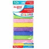 Салфетка микрофибра 30*30см, 10шт/упак, ассорти, 180г/м2, инд. упак, LAIMA HOME, 607794