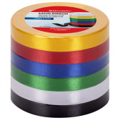 Лента атласная BRAUBERG, набор №1, 6 цветов 12мм*23м, 591499