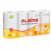 Туалетная бумага на втулке (Т4) LAIMA 2-сл., 19м, 8шт/упак, белая /6/ 126905