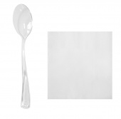 Набор №31 ПРЕМИУМ RiKi 2/1 ПРОЗРАЧНЫЙ (салфетка бум, ложка десертная), 50шт/упак