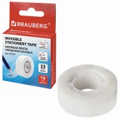 Клейкая лента BRAUBERG 19мм*33м, невидимая, матовая, картонная упаковка, 227257